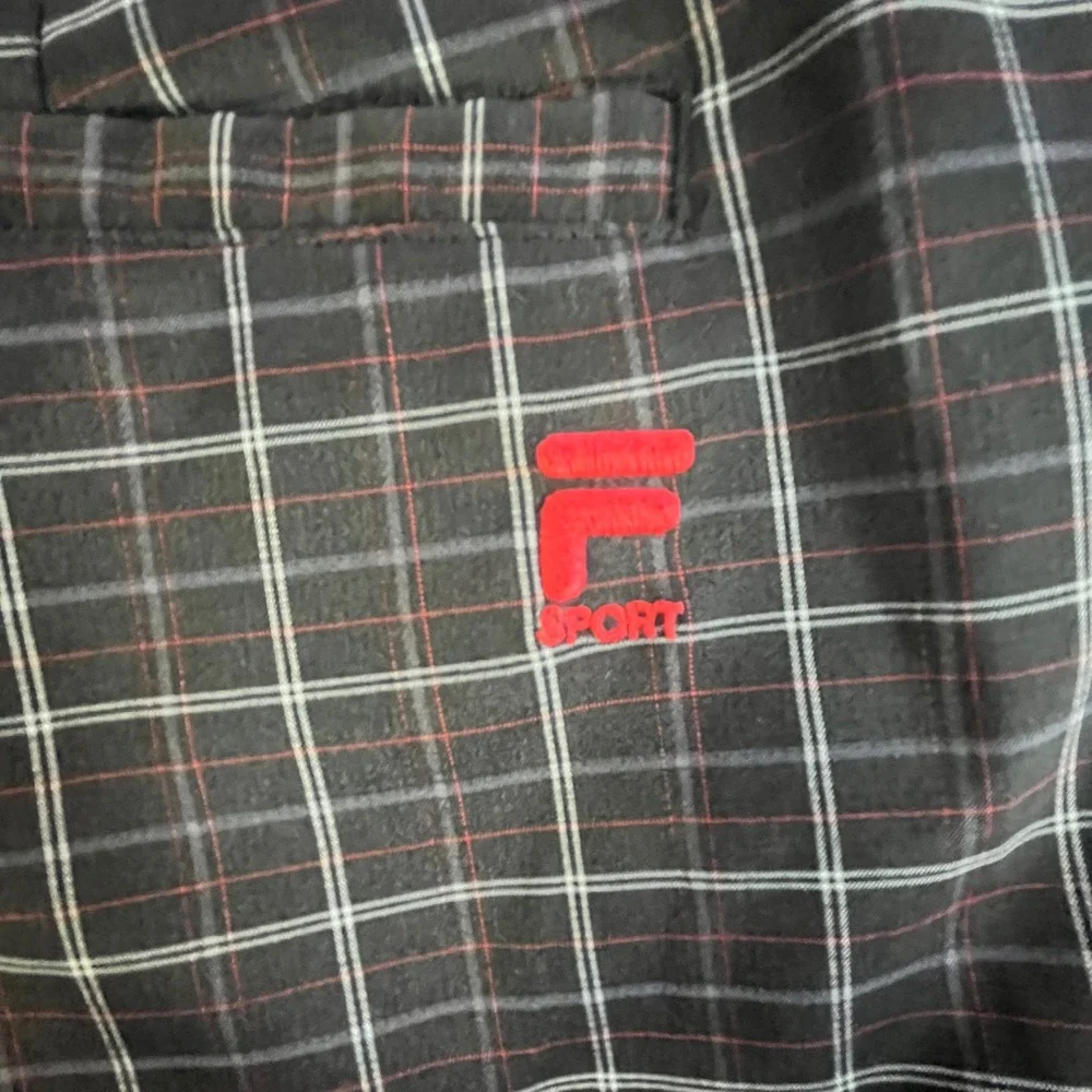 Fila Sport Golf Shorts Mens 36 Black Plaid Performance Flat Front Checked‎